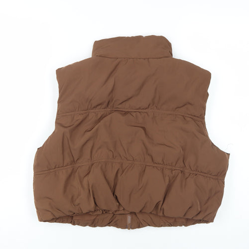 H&M Brown Unisex Waistcoat M Polyester Puffer