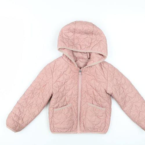 Marks and Spencer Girls Pink Quilted Puffer Jacket 4-5 Years