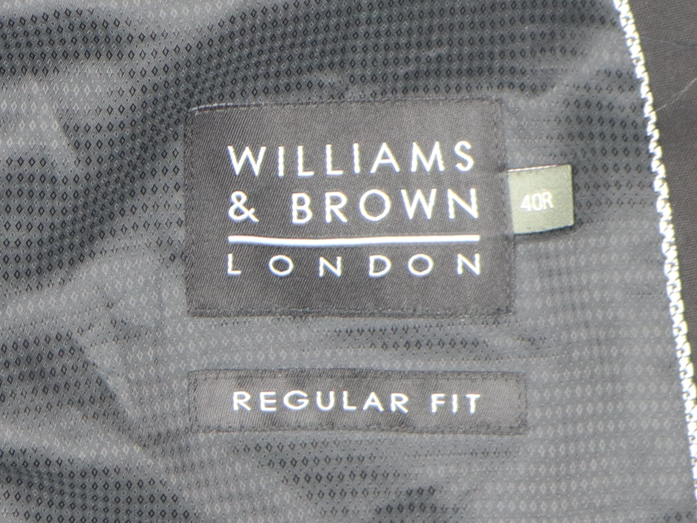 Williams & Brown Men's Black Blazer, Regular Fit, 40R