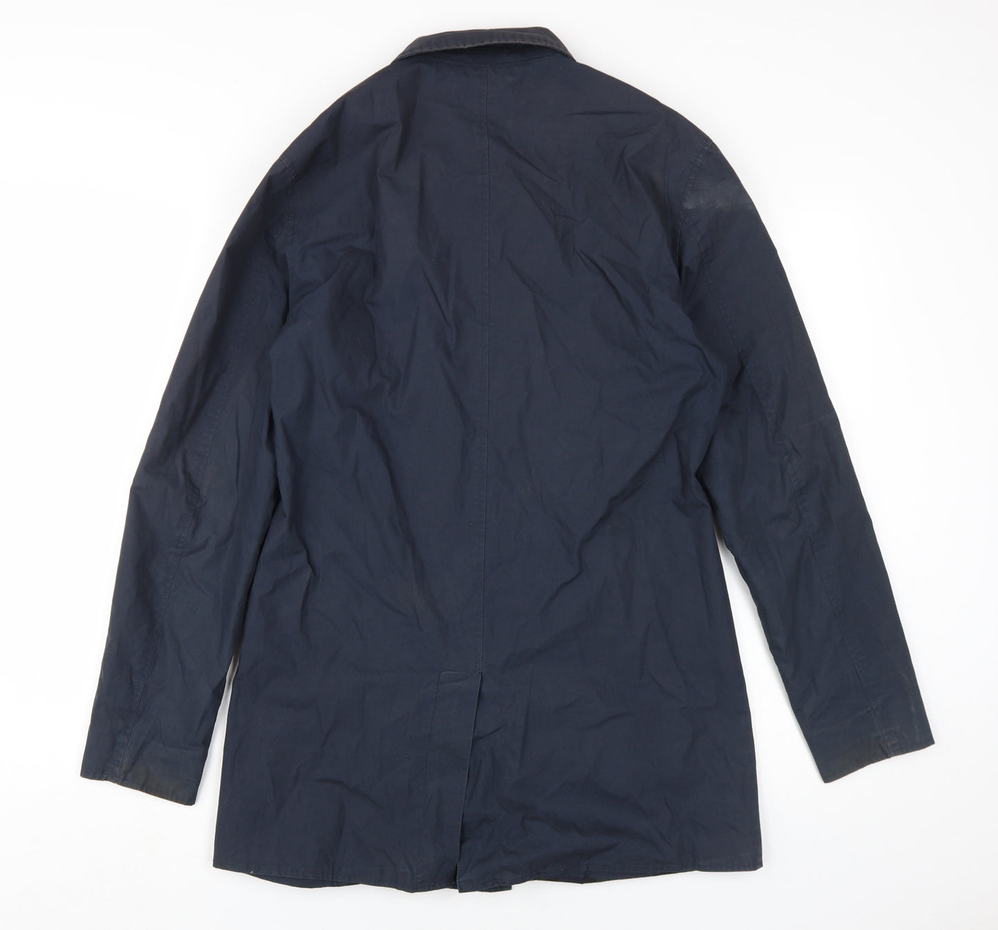 Topman Men's Blue Overcoat, Size S, Cotton, Buttoned