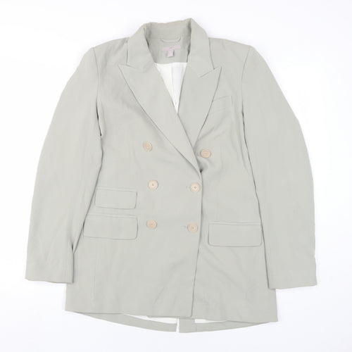 H&M Women's Grey Double Breasted Blazer Size 8