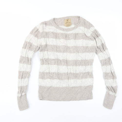 Aphorism Women's Beige Cable-Knit Pullover Jumper M