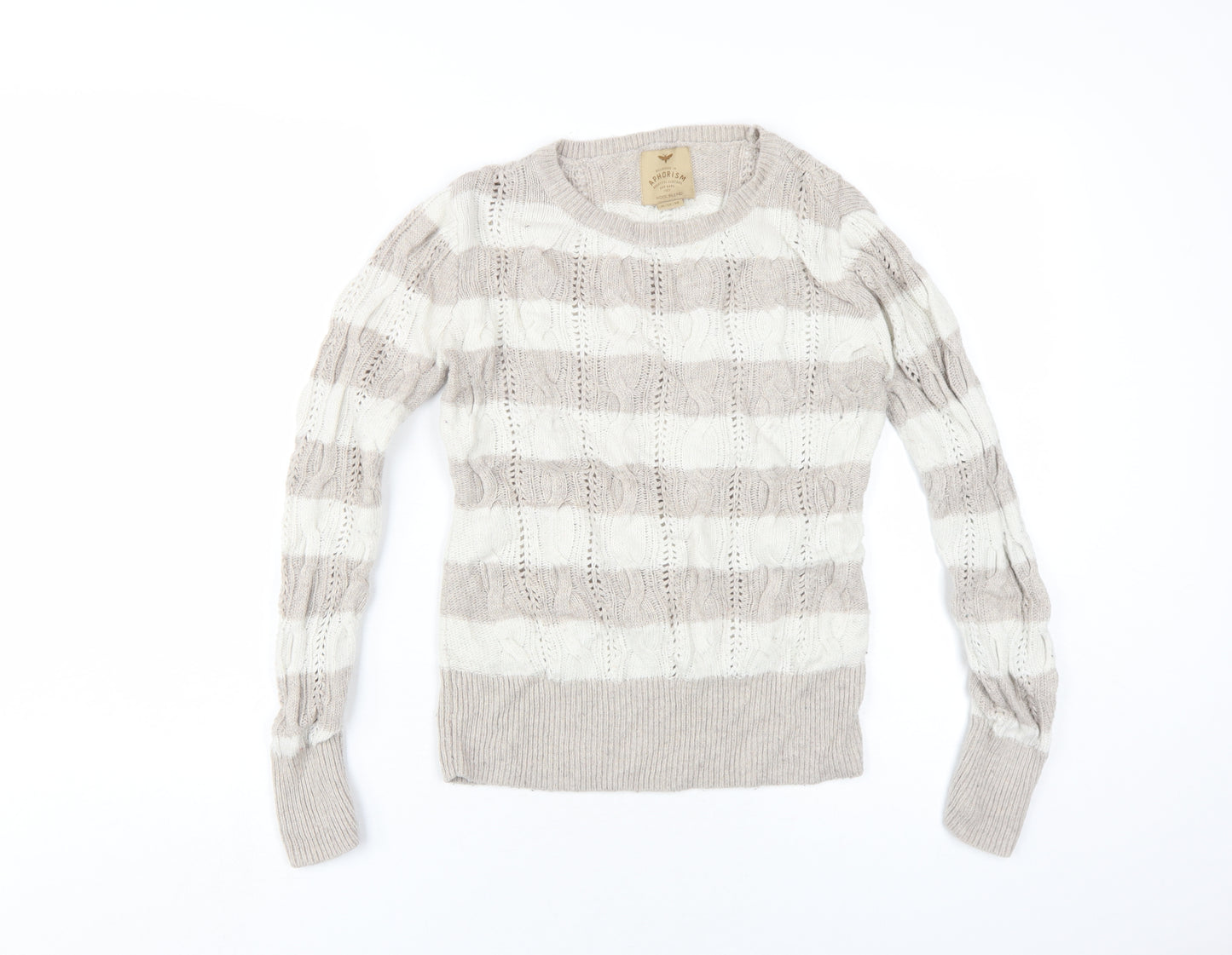 Aphorism Women's Beige Cable-Knit Pullover Jumper M