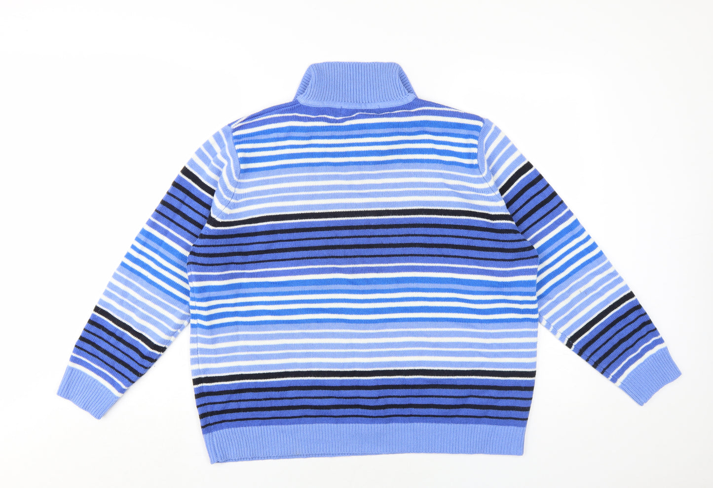 EWM Women's Blue Striped Collared Jumper Size 22