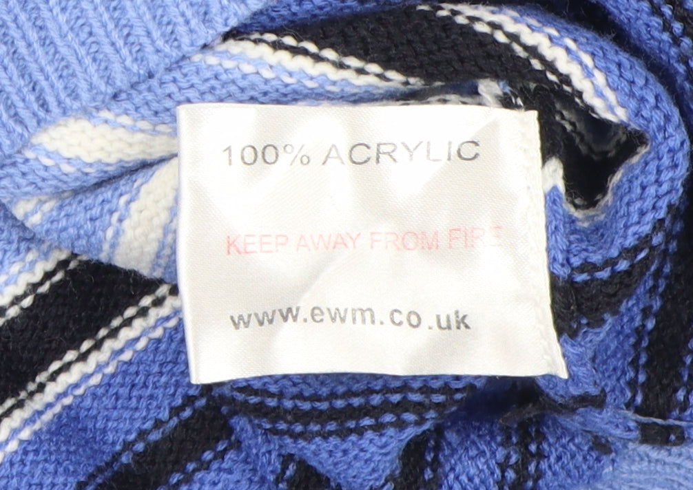 EWM Women's Blue Striped Collared Jumper Size 22