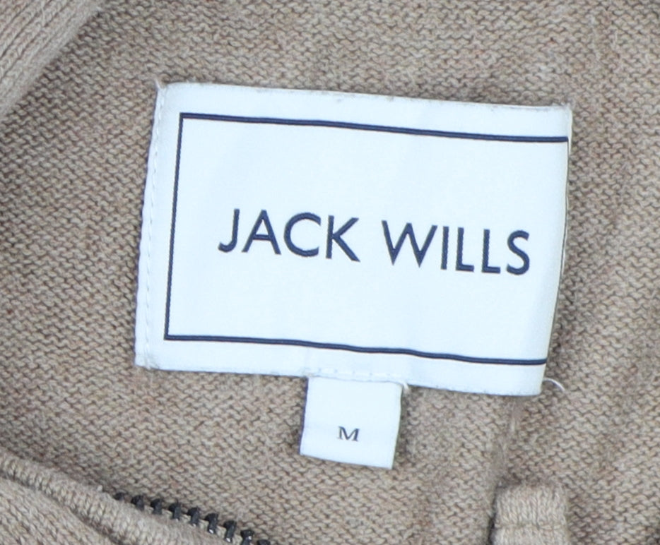 Jack Wills Men's Beige Henley Jumper - Medium