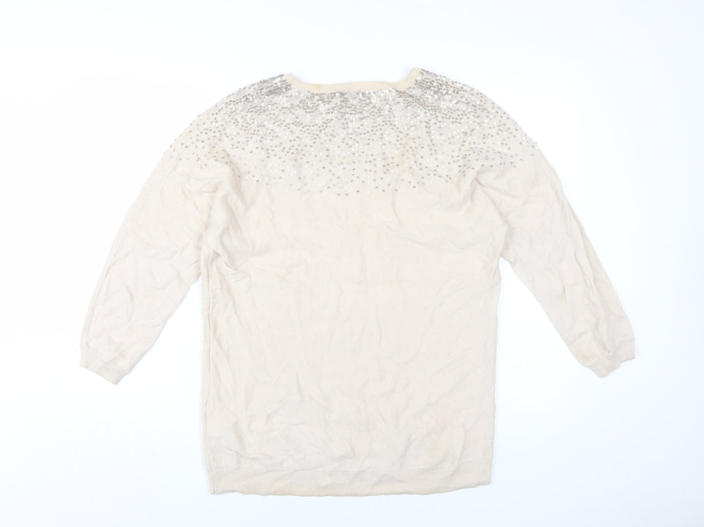 The White Company Women's Beige Sequin Pullover Jumper