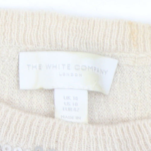 The White Company Women's Beige Sequin Pullover Jumper