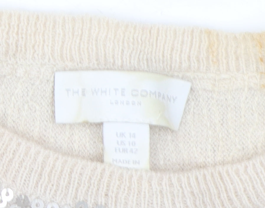 The White Company Women's Beige Sequin Pullover Jumper