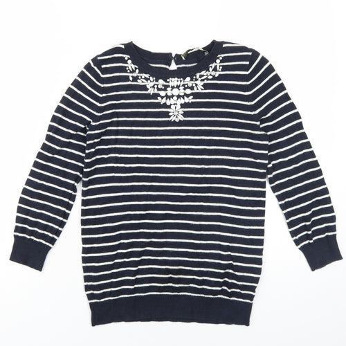 Oasis Women's Striped Embroidered Pullover Jumper