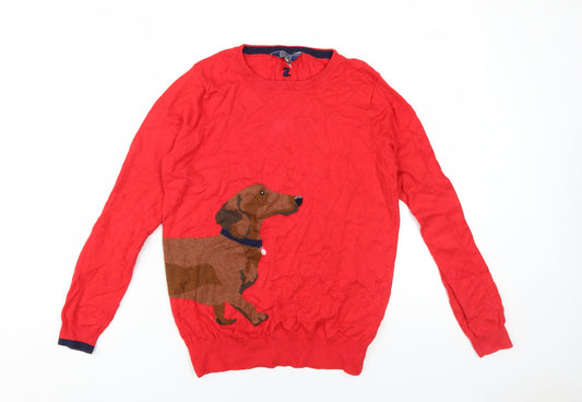 Joules Women's Red Dog Jumper UK 12 Crew Neck