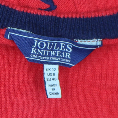 Joules Women's Red Dog Jumper UK 12 Crew Neck