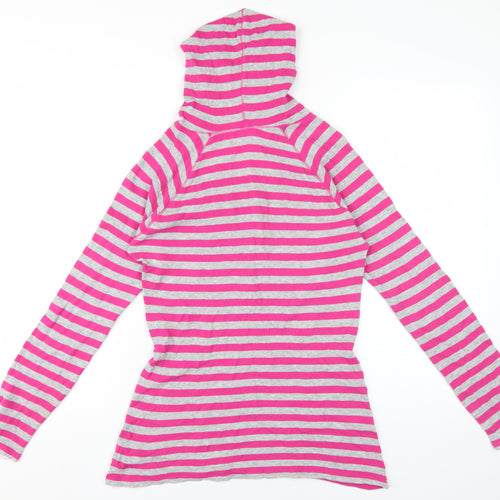 Gap Women Pink Henley Striped Hoodie M