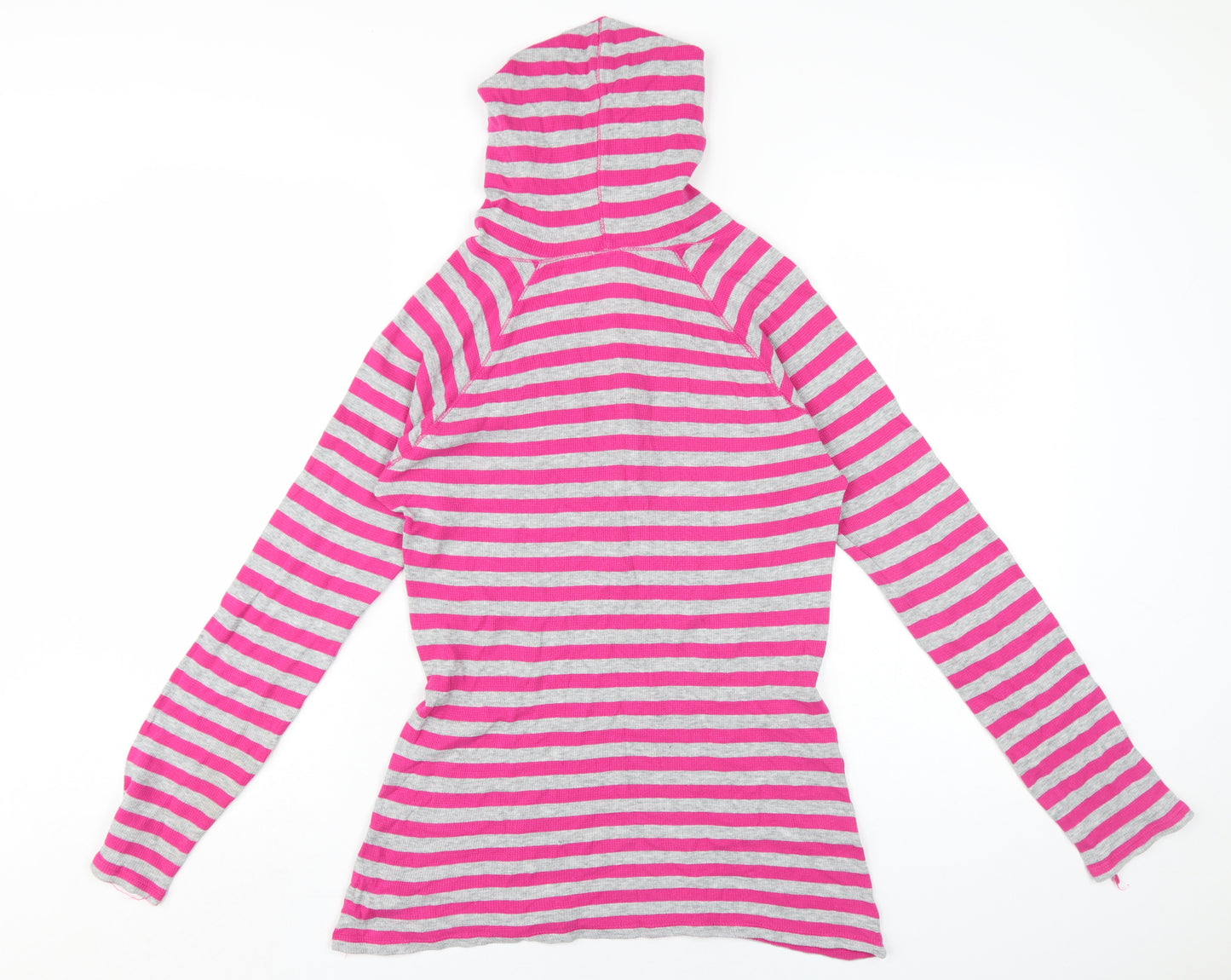 Gap Women Pink Henley Striped Hoodie M