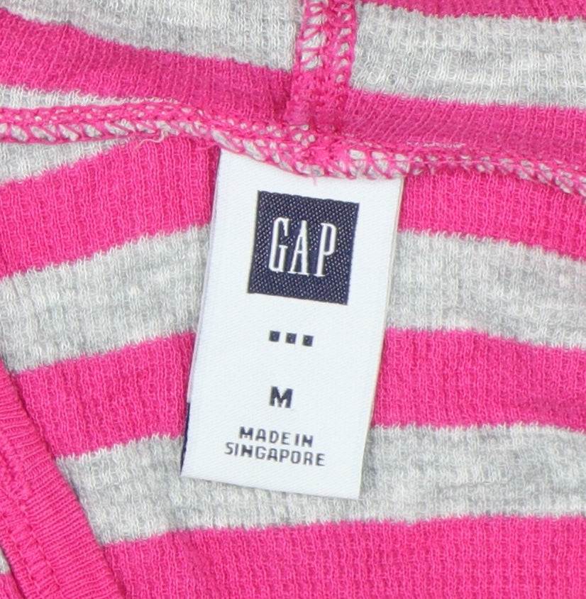 Gap Women Pink Henley Striped Hoodie M