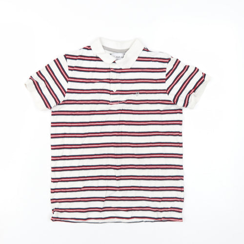 Farah Boys White Striped Polo, Size 10-11, Classic Style