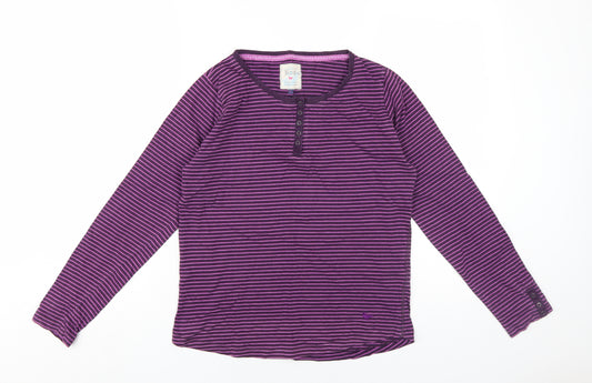 Country Rose Women's Purple Striped Henley T-Shirt Size S