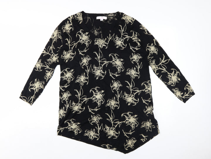 Julipa Women's Black Floral Pullover Jumper, Size 12/14