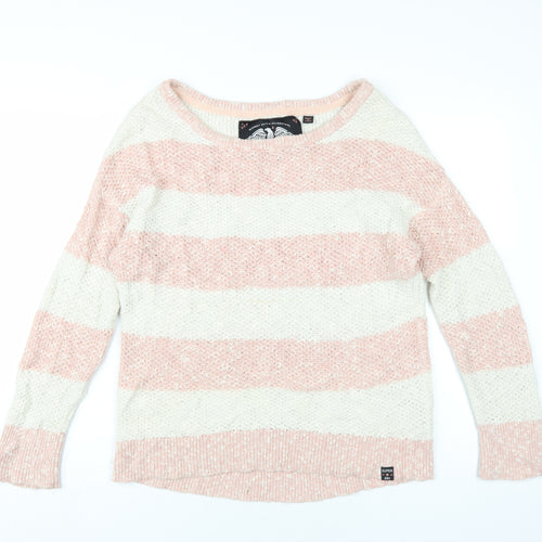 Superdry Women’s Pink Stripe Pullover Jumper - L