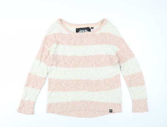 Superdry Women’s Pink Stripe Pullover Jumper - L