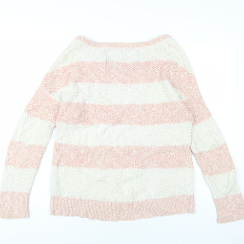 Superdry Women’s Pink Stripe Pullover Jumper - L