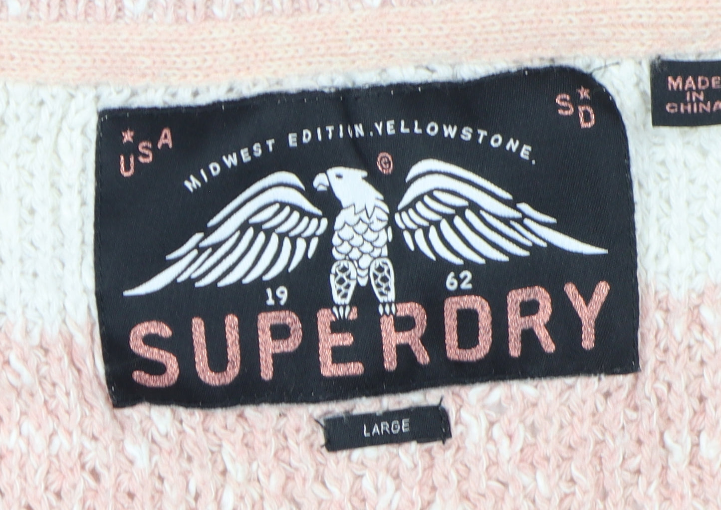 Superdry Women’s Pink Stripe Pullover Jumper - L