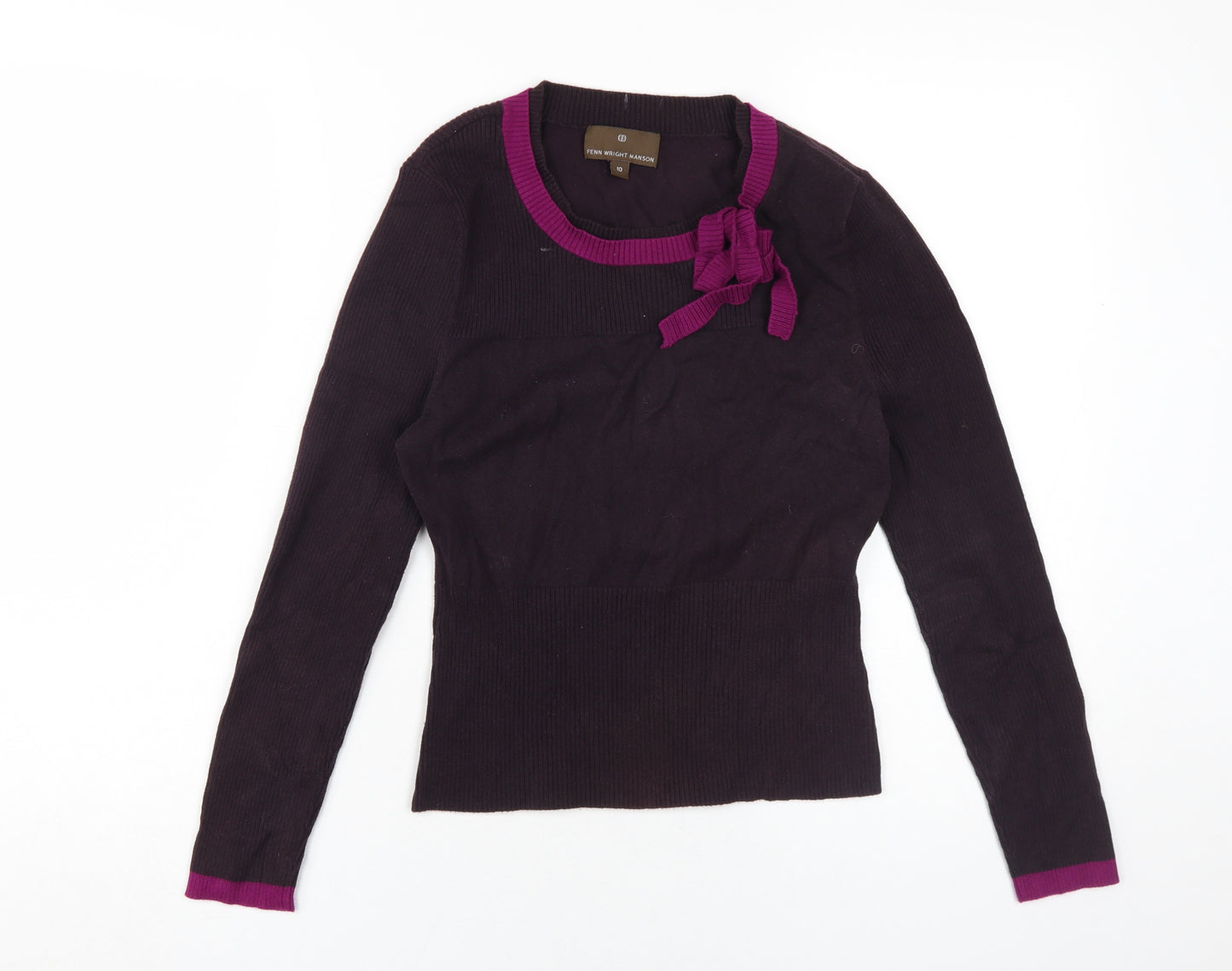 Fenn Wright Manson Women's Purple Bow Pullover Jumper Size 10