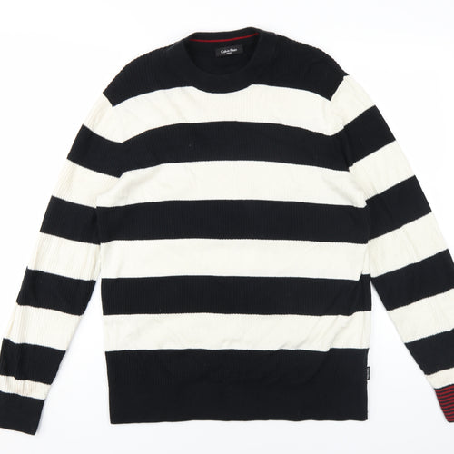 Calvin Klein Men's M Black Striped Pullover Jumper