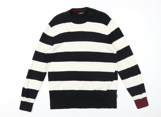 Calvin Klein Men's M Black Striped Pullover Jumper