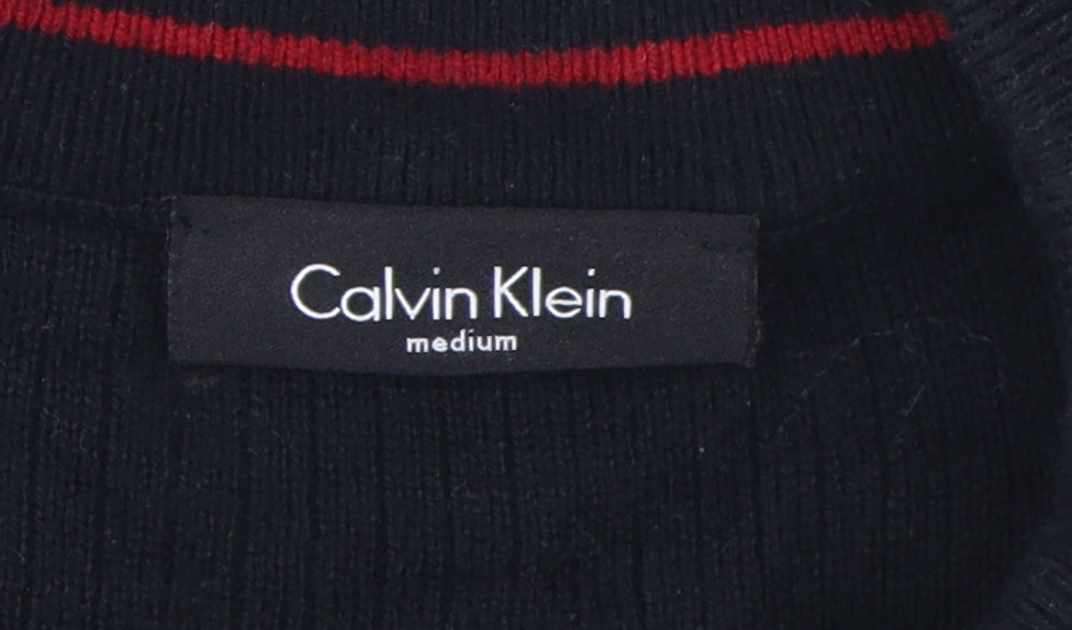 Calvin Klein Men's M Black Striped Pullover Jumper