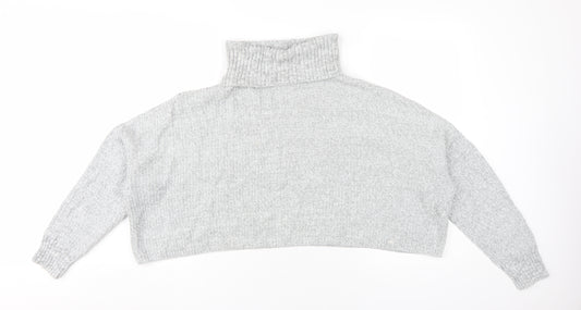 Hollister Women's Grey Roll Neck Pullover Jumper S