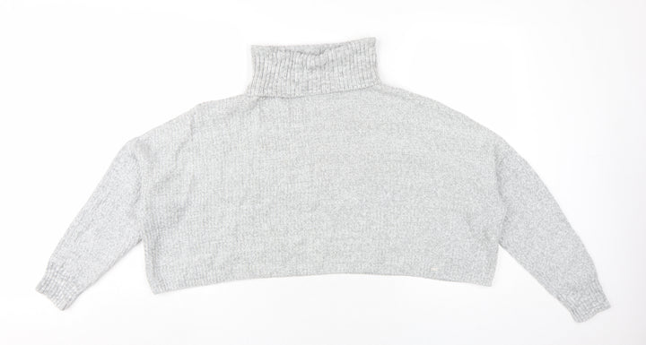 Hollister Women's Grey Roll Neck Pullover Jumper S