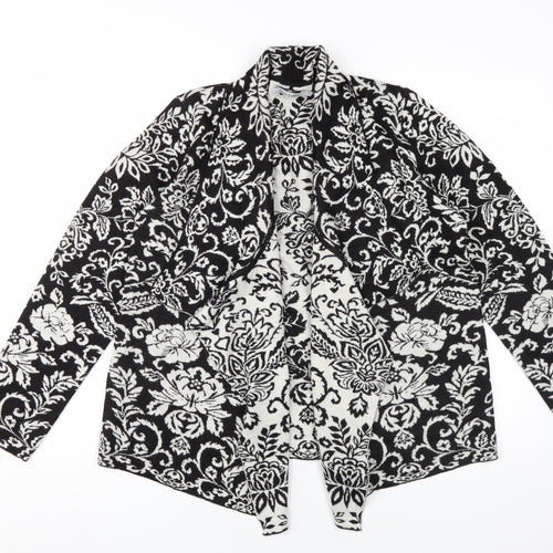 Alice Collins Women's Black Floral Cardigan Size 14