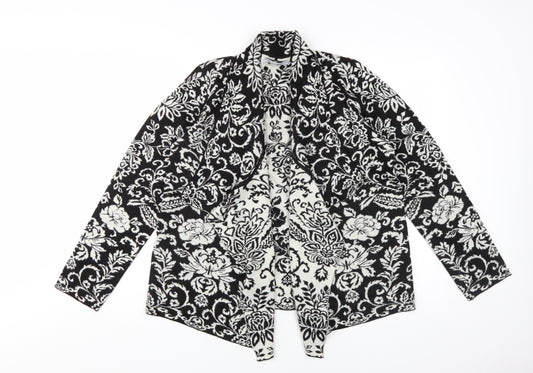 Alice Collins Women's Black Floral Cardigan Size 14