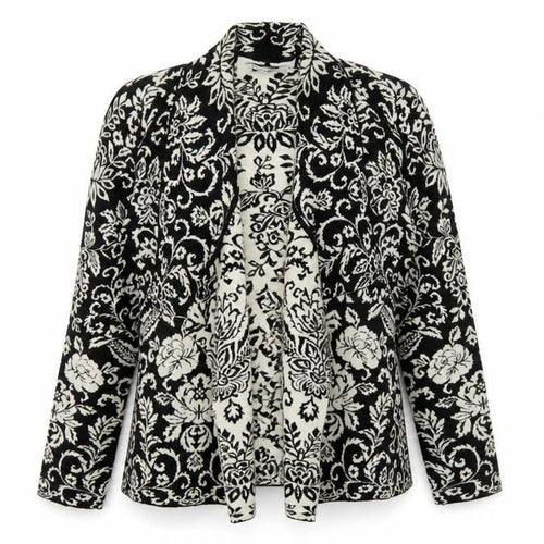 Alice Collins Women's Black Floral Cardigan Size 14