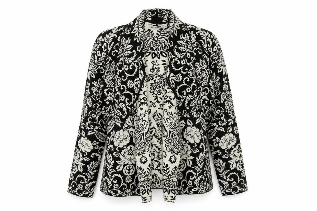 Alice Collins Women's Black Floral Cardigan Size 14
