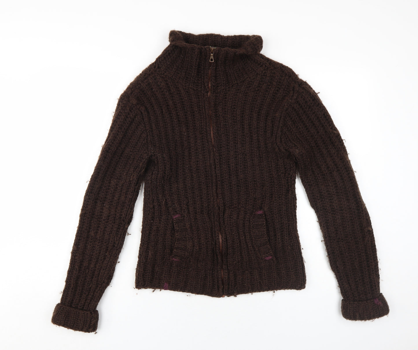 Komodo Women's Brown Chunky-Knit Cardigan, Size 8