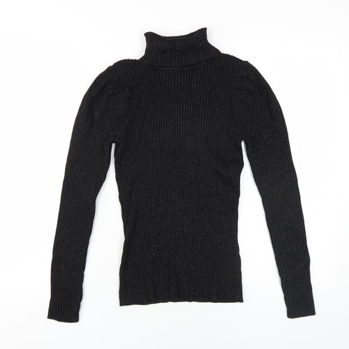 Mint Velvet Women's Black Slim Roll Neck Jumper Size 10