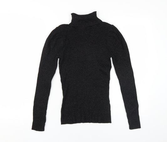 Mint Velvet Women's Black Slim Roll Neck Jumper Size 10