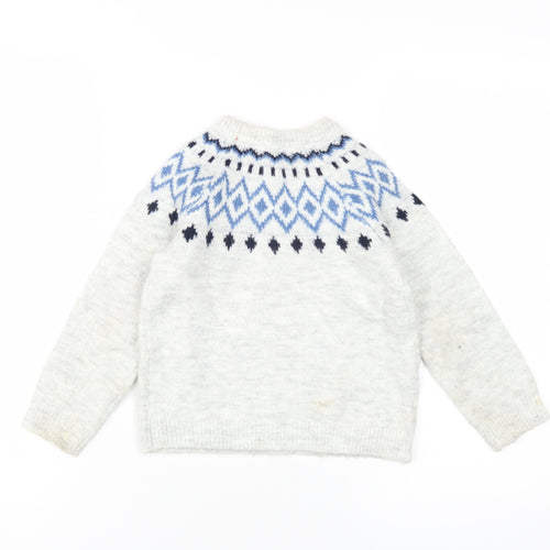 MNG Boys Grey Fair Isle Pullover Jumper 4-5 Years