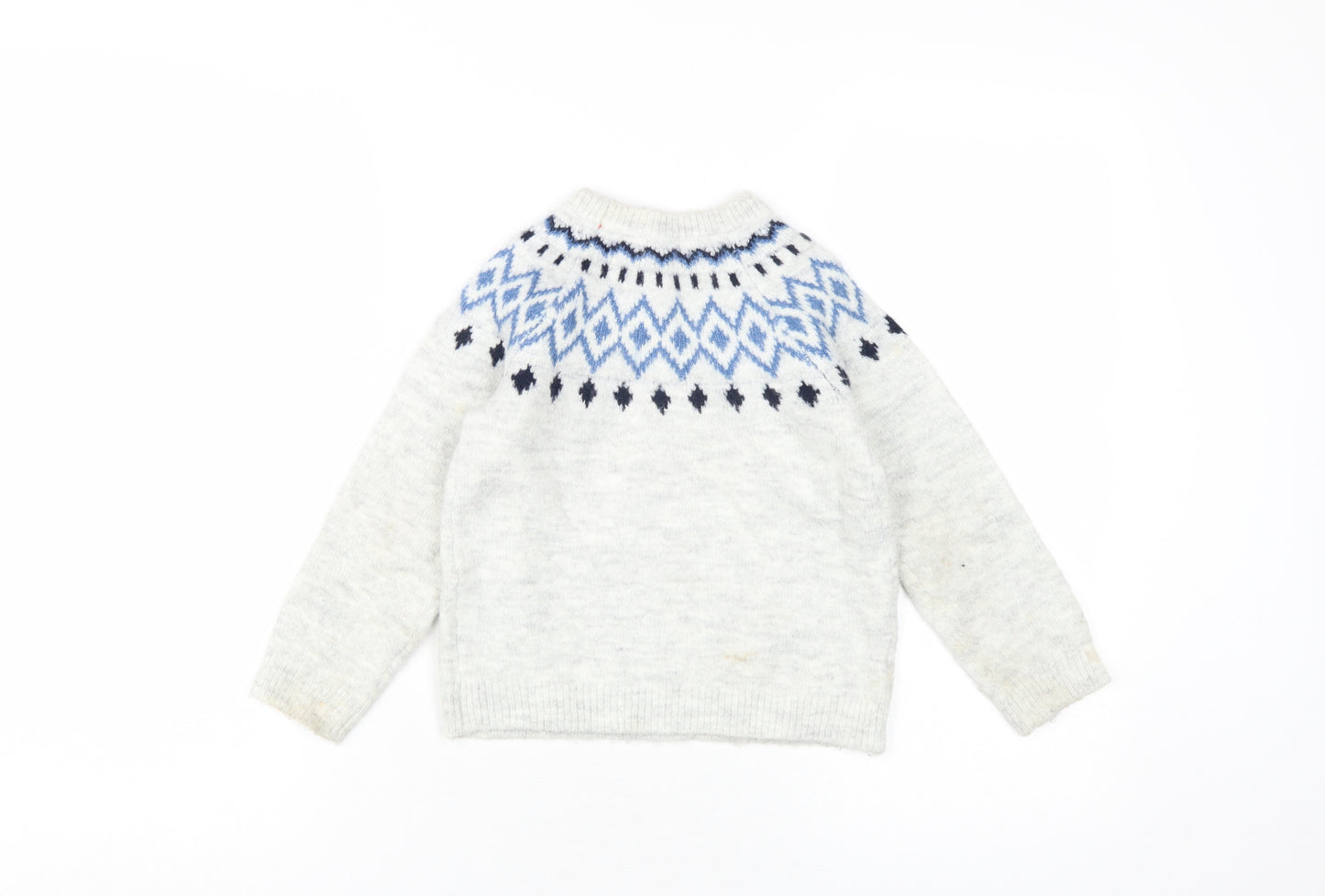MNG Boys Grey Fair Isle Pullover Jumper 4-5 Years