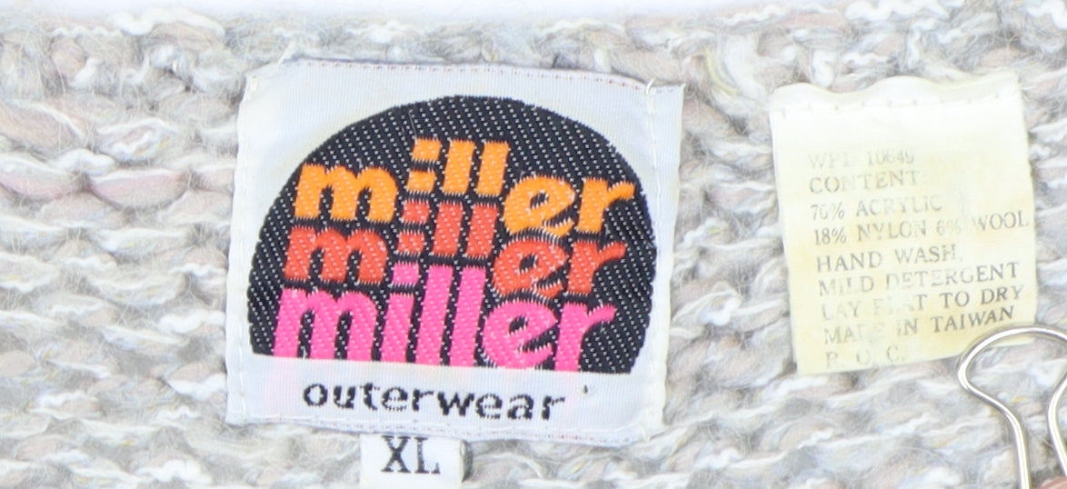 Miller Women's Grey Retro Pullover Jumper XL Vintage