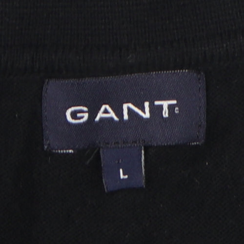 Gant Men's Black Collared Long Sleeve Jumper L