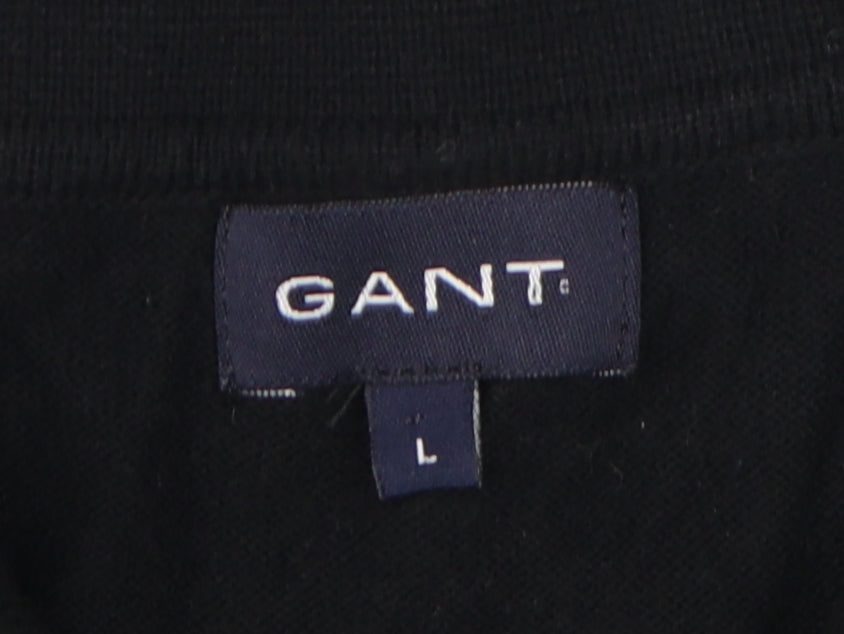 Gant Men's Black Collared Long Sleeve Jumper L