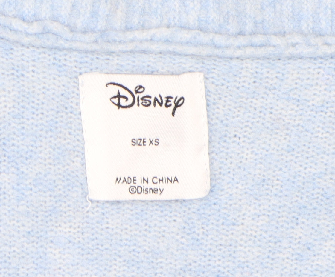 Disney Stitch Women's Blue Cardigan XS Casual Knitwear