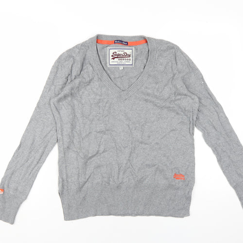 Superdry Men's Grey V-Neck Pullover Jumper L