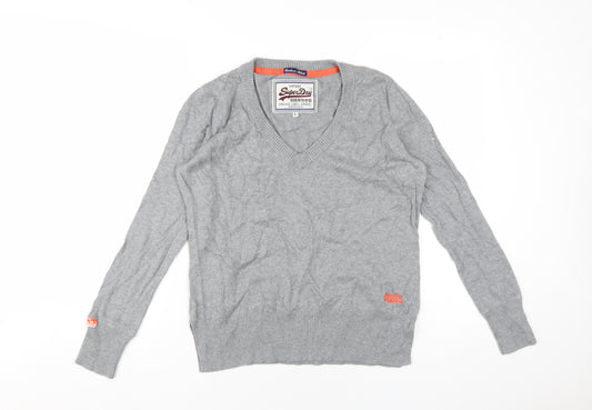 Superdry Men's Grey V-Neck Pullover Jumper L