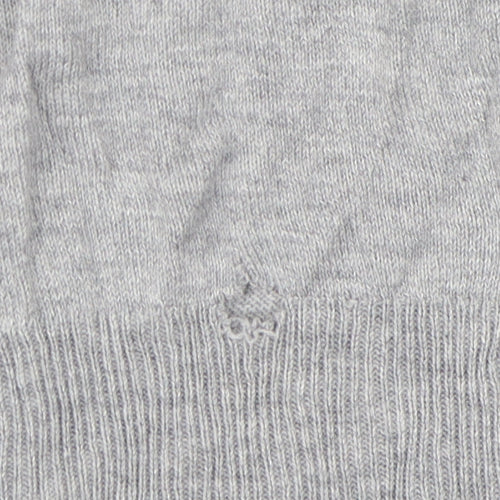 Zara Unisex Grey V-Neck Silk Cotton Pullover Jumper L