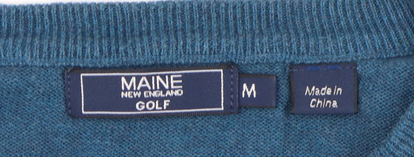 Maine New England Men's Blue Argyle Pullover Jumper M