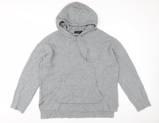 AllSaints Men's Grey Knit Hoodie Large Relaxed Fit